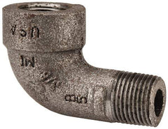Made in USA - Size 3/8", Class 300, Malleable Iron Black Pipe 90° Street Elbow - 300 psi, Threaded End Connection - Industrial Tool & Supply
