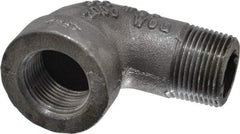 Made in USA - Size 1", Class 300, Malleable Iron Black Pipe 90° Street Elbow - 300 psi, Threaded End Connection - Industrial Tool & Supply