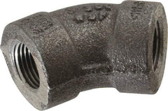 Made in USA - Size 3/8", Class 300, Malleable Iron Black Pipe 45° Elbow - 300 psi, Threaded End Connection - Industrial Tool & Supply