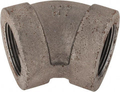 Made in USA - Size 1-1/4", Class 300, Malleable Iron Black Pipe 45° Elbow - 300 psi, Threaded End Connection - Industrial Tool & Supply