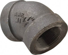 Made in USA - Size 1-1/2", Class 300, Malleable Iron Black Pipe 45° Elbow - 300 psi, Threaded End Connection - Industrial Tool & Supply