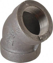 Made in USA - Size 2", Class 300, Malleable Iron Black Pipe 45° Elbow - 300 psi, Threaded End Connection - Industrial Tool & Supply
