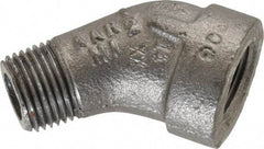 Made in USA - Size 1/2", Class 300, Malleable Iron Black Pipe 45° Street Elbow - 300 psi, Threaded End Connection - Industrial Tool & Supply