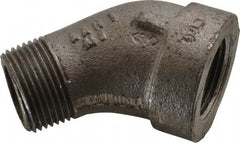 Made in USA - Size 1", Class 300, Malleable Iron Black Pipe 45° Street Elbow - 300 psi, Threaded End Connection - Industrial Tool & Supply