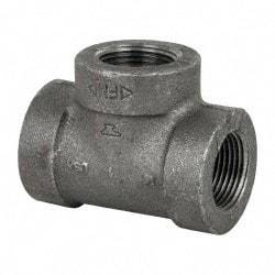 Made in USA - Size 1", Class 300, Malleable Iron Black Pipe Tee - 300 psi, Threaded End Connection - Industrial Tool & Supply