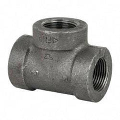 Made in USA - Size 1", Class 300, Malleable Iron Black Pipe Tee - 300 psi, Threaded End Connection - Industrial Tool & Supply