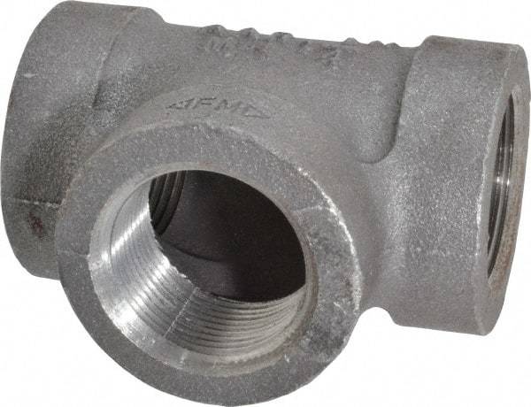 Made in USA - Size 1-1/4", Class 300, Malleable Iron Black Pipe Tee - 300 psi, Threaded End Connection - Industrial Tool & Supply