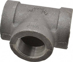 Made in USA - Size 1-1/2", Class 300, Malleable Iron Black Pipe Tee - 300 psi, Threaded End Connection - Industrial Tool & Supply