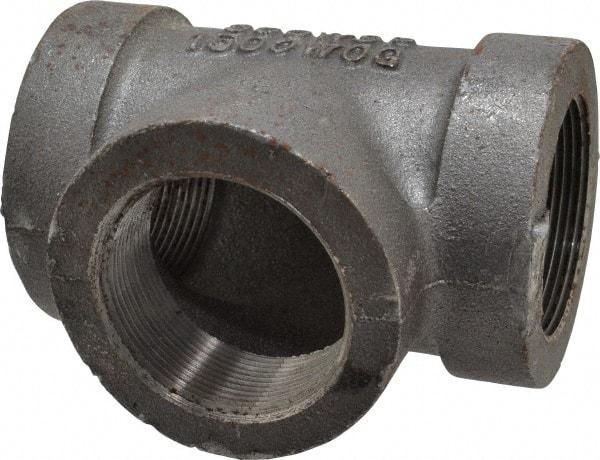 Made in USA - Size 2", Class 300, Malleable Iron Black Pipe Tee - 300 psi, Threaded End Connection - Industrial Tool & Supply