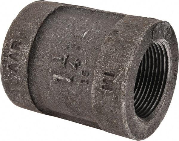 Made in USA - Size 1-1/4", Class 300, Malleable Iron Black Pipe Coupling - 300 psi, Threaded End Connection - Industrial Tool & Supply