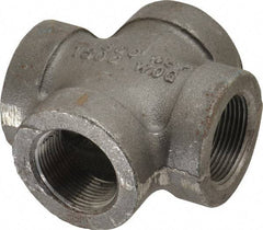 Made in USA - Size 1-1/4", Class 300, Malleable Iron Black Pipe Cross - 300 psi, Threaded End Connection - Industrial Tool & Supply