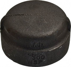 Made in USA - Size 1-1/2", Class 300, Malleable Iron Black Pipe End Cap - 300 psi, Threaded End Connection - Industrial Tool & Supply