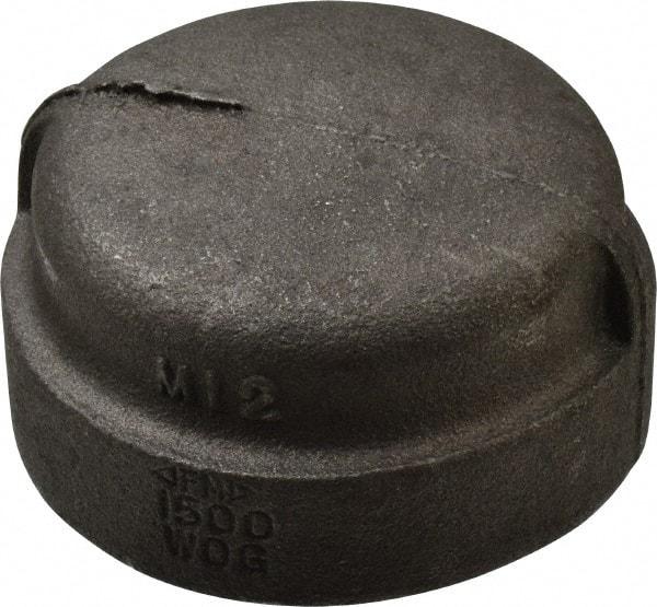 Made in USA - Size 2", Class 300, Malleable Iron Black Pipe End Cap - 300 psi, Threaded End Connection - Industrial Tool & Supply