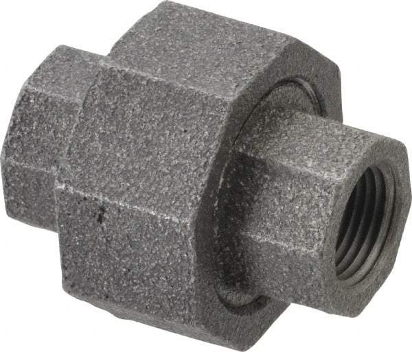 Made in USA - Size 3/8", Class 300, Malleable Iron Black Pipe Union - 300 psi, Threaded End Connection - Industrial Tool & Supply