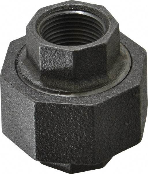 Made in USA - Size 3/4", Class 300, Malleable Iron Black Pipe Union - 300 psi, Threaded End Connection - Industrial Tool & Supply
