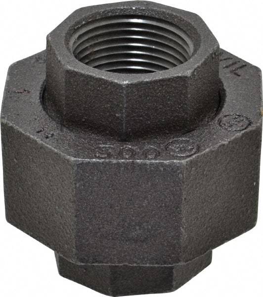 Made in USA - Size 1", Class 300, Malleable Iron Black Pipe Union - 300 psi, Threaded End Connection - Industrial Tool & Supply