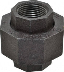 Made in USA - Size 1", Class 300, Malleable Iron Black Pipe Union - 300 psi, Threaded End Connection - Industrial Tool & Supply