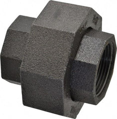 Made in USA - Size 1-1/4", Class 300, Malleable Iron Black Pipe Union - 300 psi, Threaded End Connection - Industrial Tool & Supply