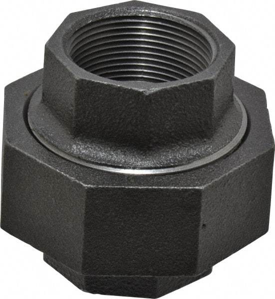 Made in USA - Size 1-1/2", Class 300, Malleable Iron Black Pipe Union - 300 psi, Threaded End Connection - Industrial Tool & Supply