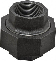 Made in USA - Size 1-1/2", Class 300, Malleable Iron Black Pipe Union - 300 psi, Threaded End Connection - Industrial Tool & Supply
