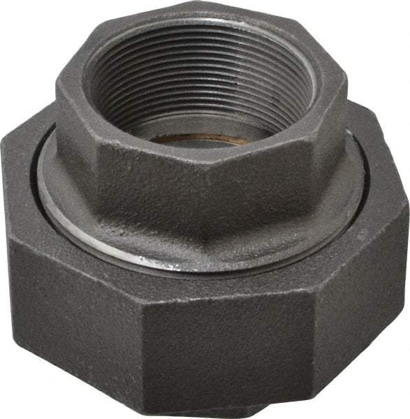 Made in USA - Size 2", Class 300, Malleable Iron Black Pipe Union - 300 psi, Threaded End Connection - Industrial Tool & Supply