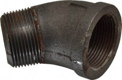 Made in USA - Size 1-1/4", Class 150, Malleable Iron Black Pipe 45° Street Elbow - 150 psi, Threaded End Connection - Industrial Tool & Supply