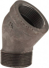Made in USA - Size 1-1/2", Class 150, Malleable Iron Black Pipe 45° Street Elbow - 150 psi, Threaded End Connection - Industrial Tool & Supply