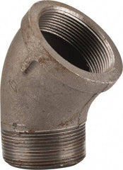 Made in USA - Size 2", Class 150, Malleable Iron Black Pipe 45° Street Elbow - 150 psi, Threaded End Connection - Industrial Tool & Supply
