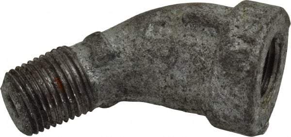 Made in USA - Class 150, 1/8" Galvanized Pipe 45° Street Elbow - Threaded, Malleable Iron - Industrial Tool & Supply