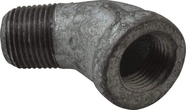 Made in USA - Class 150, 3/8" Galvanized Pipe 45° Street Elbow - Threaded, Malleable Iron - Industrial Tool & Supply