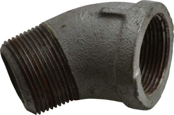 Made in USA - Class 150, 1-1/4" Galvanized Pipe 45° Street Elbow - Threaded, Malleable Iron - Industrial Tool & Supply