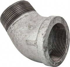 Made in USA - Class 150, 1-1/2" Galvanized Pipe 45° Street Elbow - Threaded, Malleable Iron - Industrial Tool & Supply
