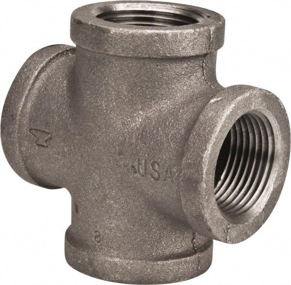 Made in USA - Size 1", Class 150, Malleable Iron Black Pipe Cross - 150 psi, Threaded End Connection - Industrial Tool & Supply