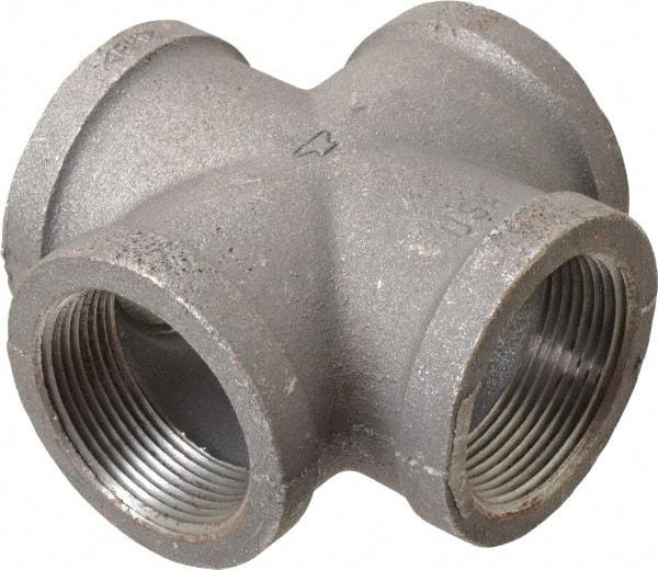 Made in USA - Size 1-1/2", Class 150, Malleable Iron Black Pipe Cross - 150 psi, Threaded End Connection - Industrial Tool & Supply