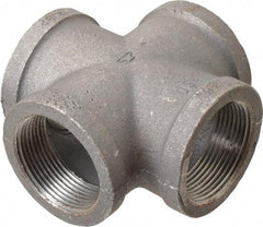 Made in USA - Size 1-1/2", Class 150, Malleable Iron Black Pipe Cross - 150 psi, Threaded End Connection - Industrial Tool & Supply