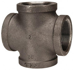 Made in USA - Size 2", Class 150, Malleable Iron Black Pipe Cross - 150 psi, Threaded End Connection - Industrial Tool & Supply