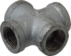 Made in USA - Class 150, 3/8" Galvanized Pipe Cross - Threaded, Malleable Iron - Industrial Tool & Supply