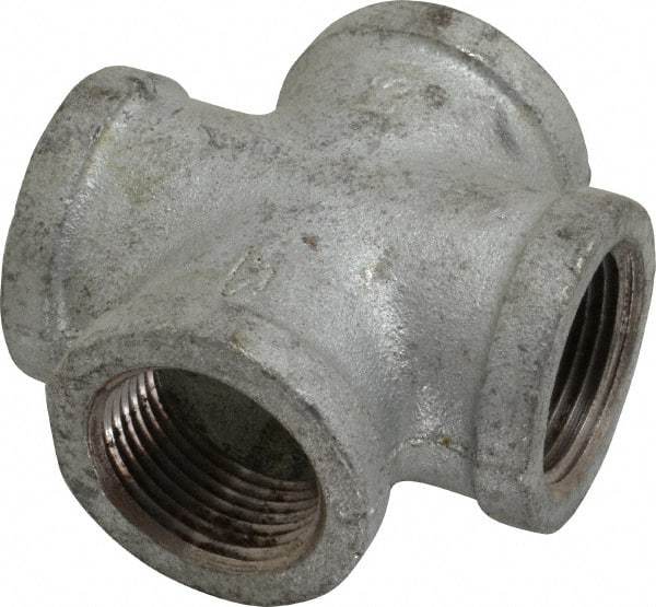 Made in USA - Class 150, 1" Galvanized Pipe Cross - Threaded, Malleable Iron - Industrial Tool & Supply