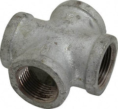 Made in USA - Class 150, 1" Galvanized Pipe Cross - Threaded, Malleable Iron - Industrial Tool & Supply