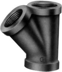 Made in USA - Class 150, 4" Galvanized Pipe 45° Lateral Y-Branch - Threaded, Malleable Iron - Industrial Tool & Supply