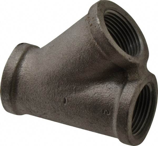 Made in USA - Size 1", Class 150, Malleable Iron Black Pipe 45° Lateral Y-Branch - 150 psi, Threaded End Connection - Industrial Tool & Supply