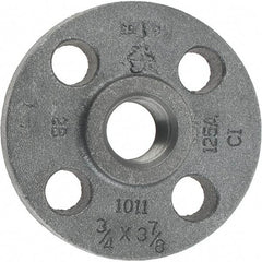 Made in USA - 3/4" Pipe, 3-7/8" OD, 5/8" Hub Length, Iron Threaded Pipe Flange - 1-3/4" Across Bolt Hole Centers, 3/4" Bolt Hole, 175 psi, Class 125 - Industrial Tool & Supply