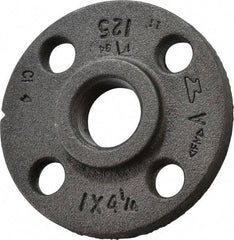Made in USA - 1" Pipe, 4-1/4" OD, 11/16" Hub Length, Iron Threaded Pipe Flange - 1-15/16" Across Bolt Hole Centers, 3/4" Bolt Hole, 175 psi, Class 125 - Industrial Tool & Supply