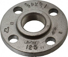 Made in USA - 1-1/4" Pipe, 4-5/8" OD, 13/16" Hub Length, Iron Threaded Pipe Flange - 2-5/16" Across Bolt Hole Centers, 3/4" Bolt Hole, 175 psi, Class 125 - Industrial Tool & Supply