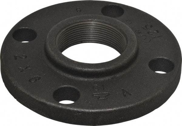 Made in USA - 2" Pipe, 6" OD, 1" Hub Length, Iron Threaded Pipe Flange - 3-1/16" Across Bolt Hole Centers, 3/4" Bolt Hole, 175 psi, Class 125 - Industrial Tool & Supply