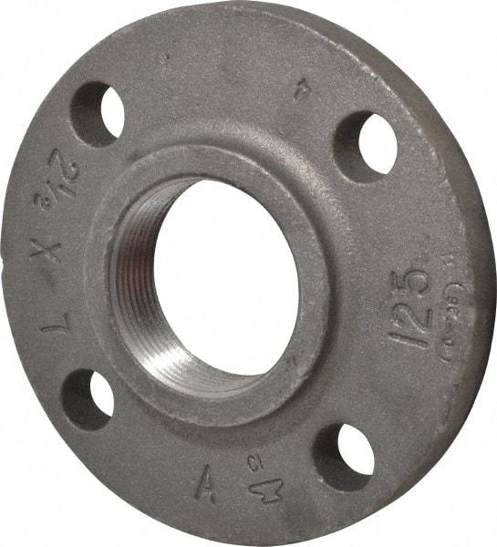 Made in USA - 2-1/2" Pipe, 7" OD, 1-1/8" Hub Length, Iron Threaded Pipe Flange - 3-9/16" Across Bolt Hole Centers, 7/8" Bolt Hole, 175 psi, Class 125 - Industrial Tool & Supply