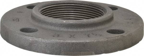 Made in USA - 3" Pipe, 7-1/2" OD, 1-3/16" Hub Length, Iron Threaded Pipe Flange - 4-1/4" Across Bolt Hole Centers, 7/8" Bolt Hole, 175 psi, Class 125 - Industrial Tool & Supply