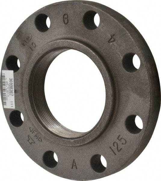 Made in USA - 4" Pipe, 9" OD, 1-5/16" Hub Length, Iron Threaded Pipe Flange - 5-5/16" Across Bolt Hole Centers, 7/8" Bolt Hole, 175 psi, Class 125 - Industrial Tool & Supply