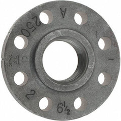 Made in USA - 2" Pipe, 6-1/2" OD, 1-1/4" Hub Length, Iron Threaded Pipe Flange - 3-5/16" Across Bolt Hole Centers, 3/4" Bolt Hole, 175 psi, Class 250 - Industrial Tool & Supply