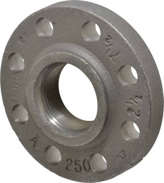 Made in USA - 2-1/2" Pipe, 7-1/2" OD, 1-7/16" Hub Length, Iron Threaded Pipe Flange - 3-15/16" Across Bolt Hole Centers, 7/8" Bolt Hole, 175 psi, Class 250 - Industrial Tool & Supply